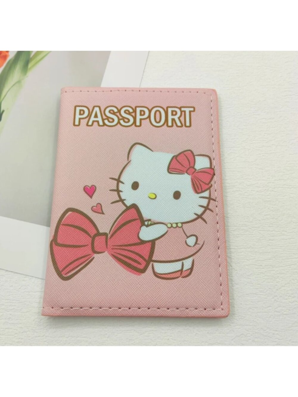 Hello Kitty Pink Passport Cover Kawaii Travel Wallet, Credit Card Holder ID Case